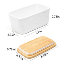 Load image into Gallery viewer, NEOPOO Butter Dish Ceramic Made with Bamboo Lid and Butter Dishes Knife 16.5 ✖ 10 ✖ 7.5 cm ( 500 ML Capacity / White )