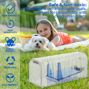 NEOPOO Mouse Traps Reusable Rat Traps for Indoors Safety Trap Sturdiness Highly Sensitive with Easy to lock and Use Design (2 Pieces/Blue)